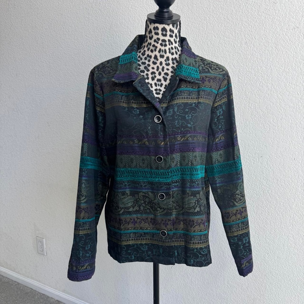 Christopher & Banks multicolored striped button-up shirt women's size XL